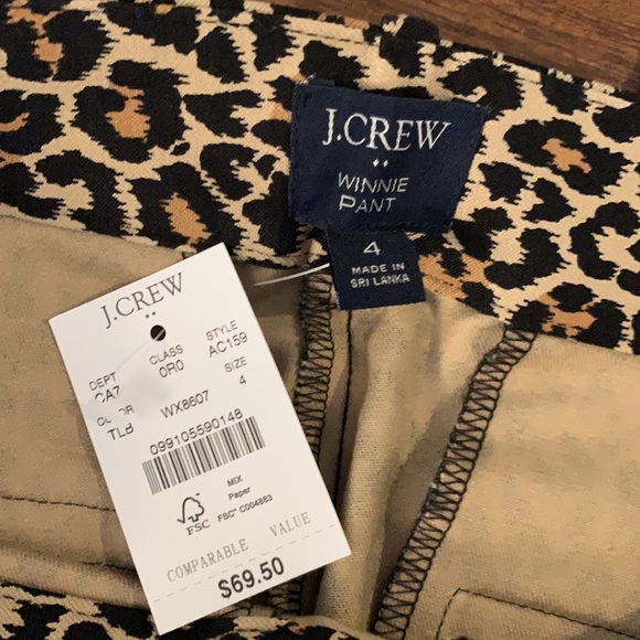 J Crew Winnie Pant in Cheetah Size 4 - Picture 2 of 5